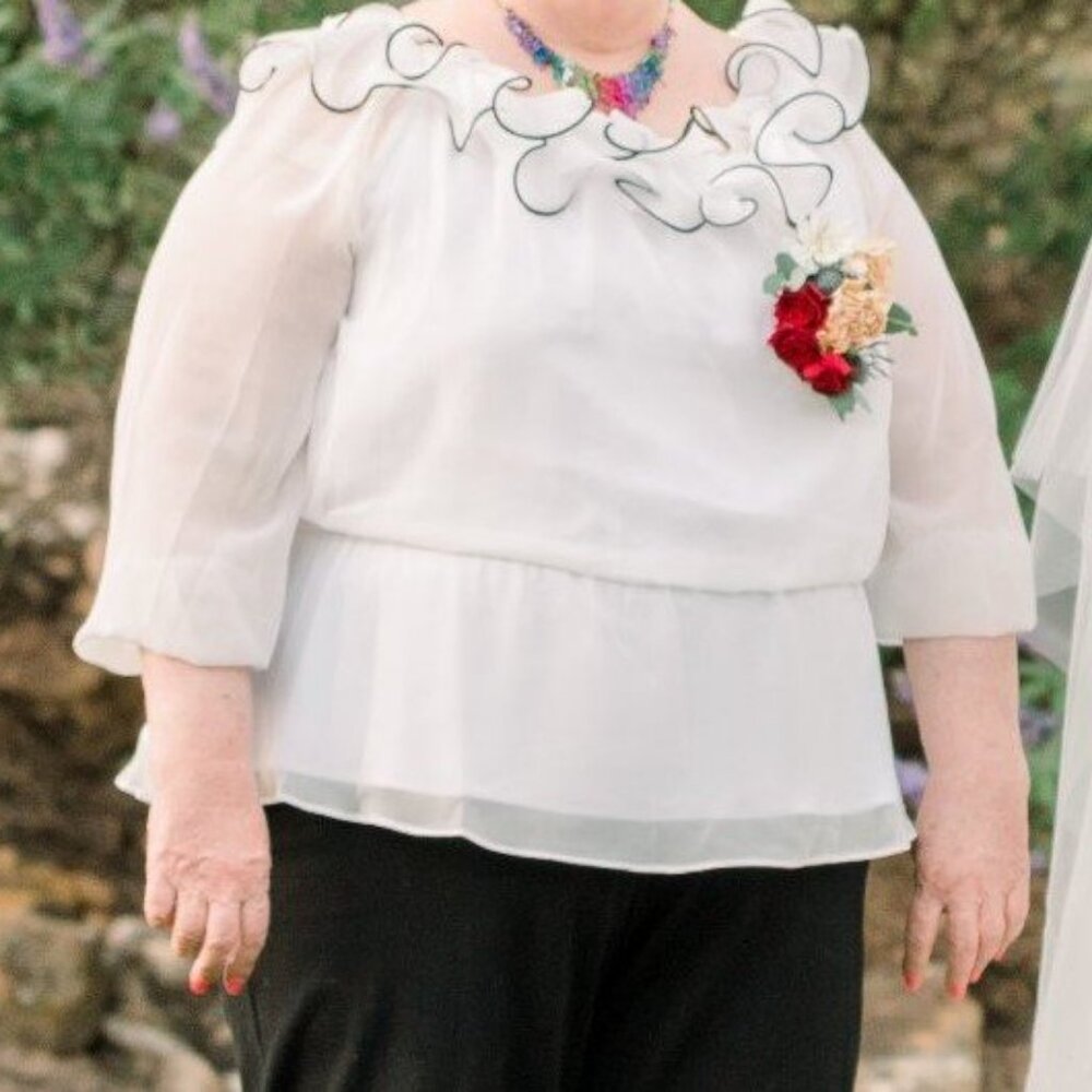 Alex Evenings Ruffle Neck Blouse